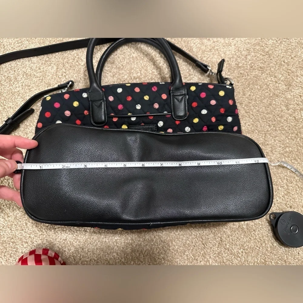 Vera Bradley Signature Cotton Day Off Satchel Purse Havana Dots with Black